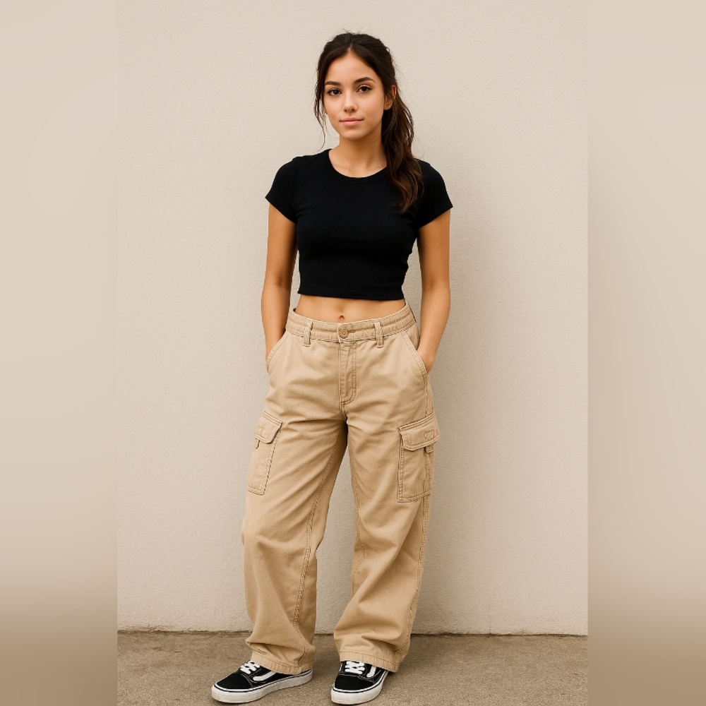 American Eagle Outfitters Light Tan Pants SIZE 4 STRETCH - Picture 2 of 12